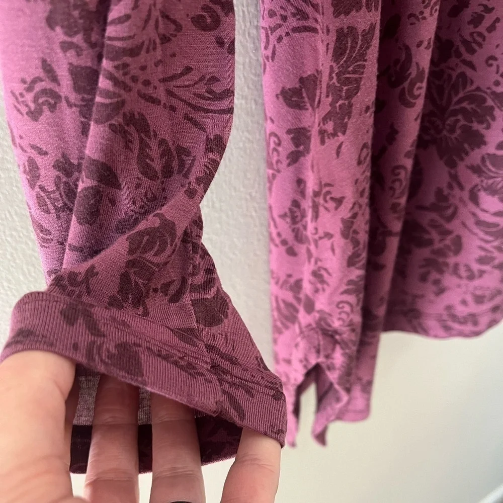 Soft Surroundings Tunic Pullover Top Floral Eggplant purple 6” Side Vs sz XL - Picture 7 of 11